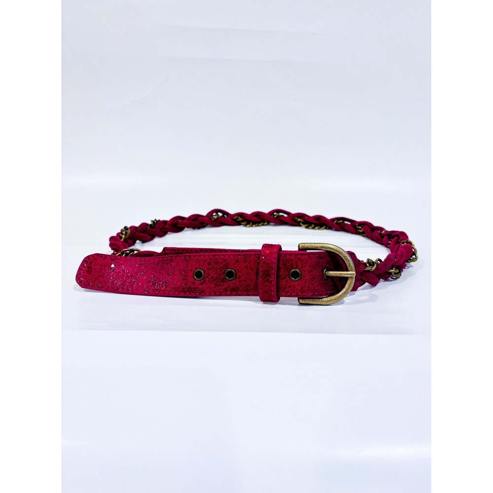 MATT‎ & NAT Raspberry braided belt | Chain detail statement | Large